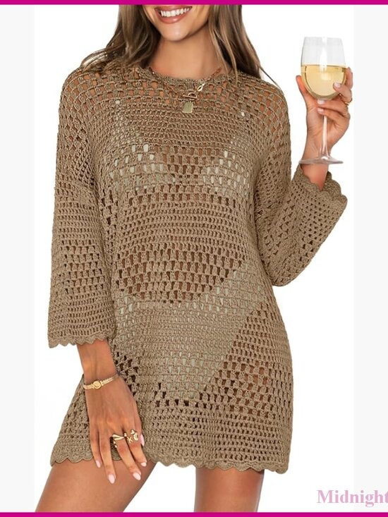 knee length dresses for ladies Rhinestone Mesh Cover-Up Dress Gottex Flirtt main image 0